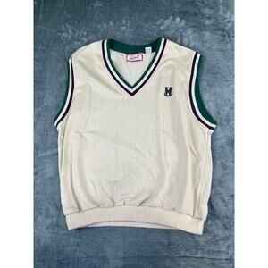 Vintage Men's Fuzzy Z Signature XL Cream Golf Sweater Vest  Excellent